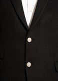 Plain-Charcoal Grey, Wool Blend Fleece, Classic Blazers