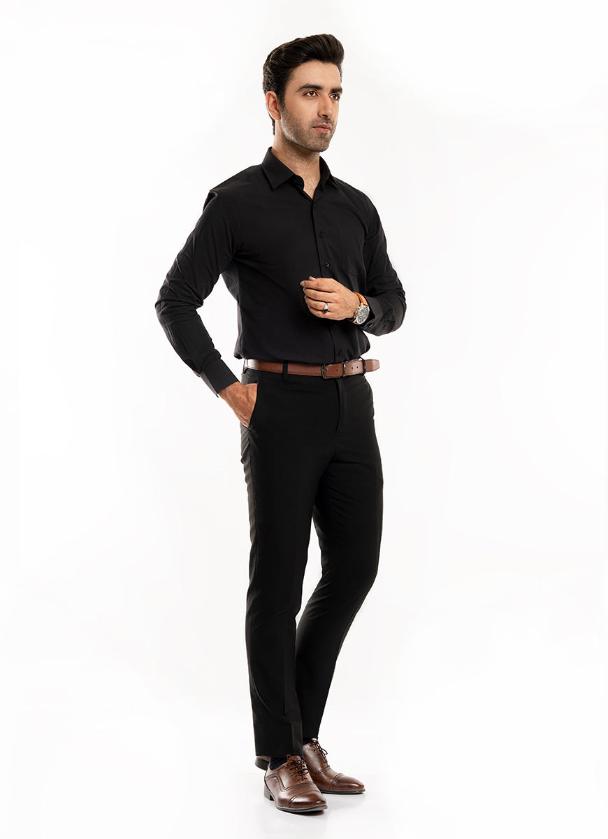 Self Textured- Black, Delta Formal Shirt