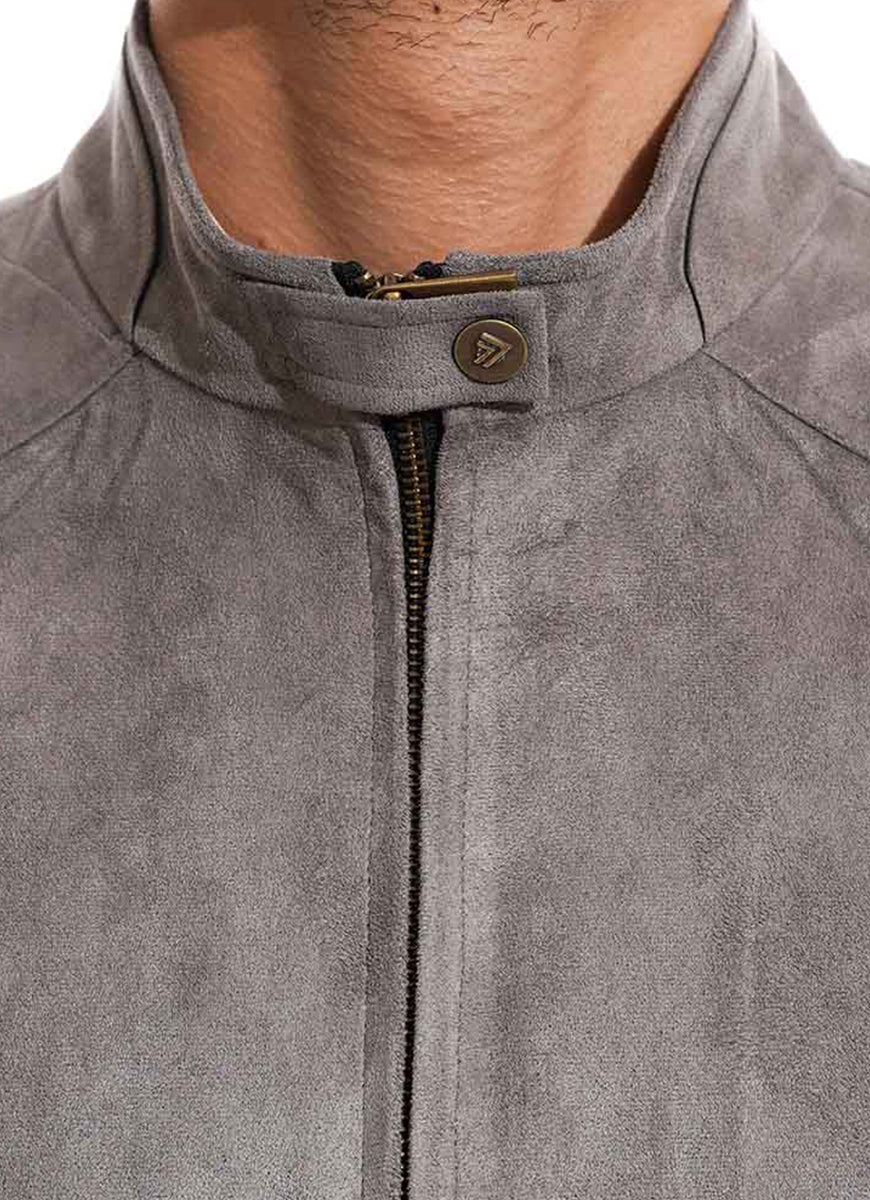 Suede Textured-Cerene Grey, Regular Fit, Poly Viscose Wool (Suedette), Bomber Jacket