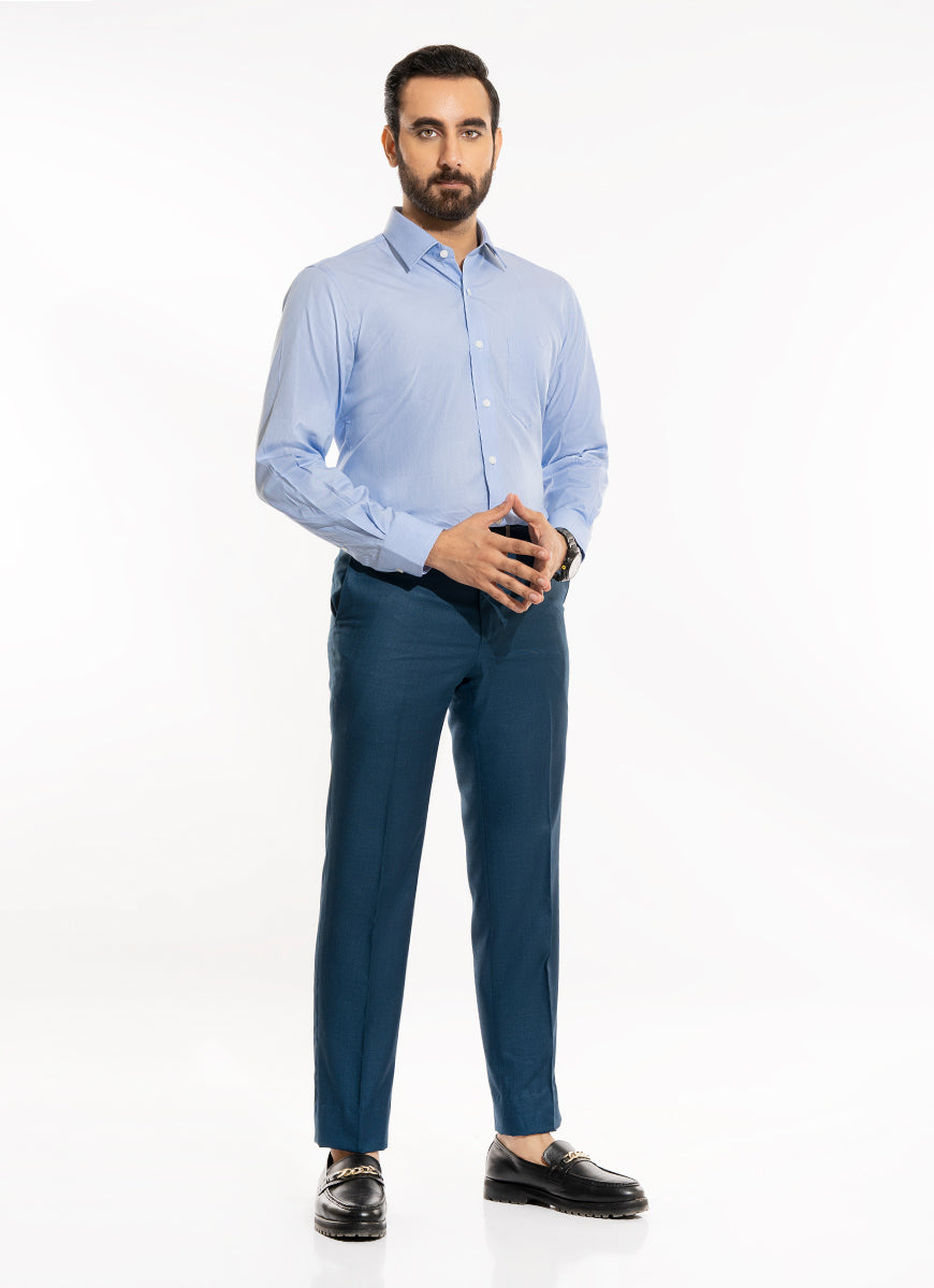 Self Stripes Textured-Sky Blue, 100% Super Fine Cotton Formal Shirts