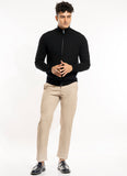 Plain-Black Pure Merino Wool Full Zipper Sweaters