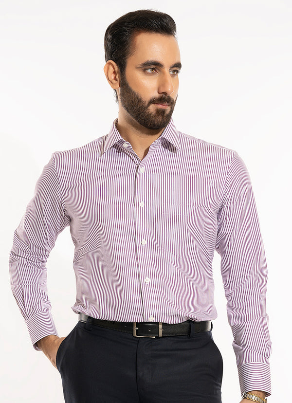 Supernova Silver - Pink Chalk Stripes Formal Shirt