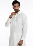 Plain-Off White, Regular Fit, Kashghar - Poly Viscose Shalwar Kameez