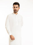 Plain-Off White, Poly Viscose Wash N Wear Shalwar Kameez