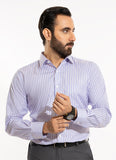 Awning Stripes-Mid Blue & Pink on White Base, 100% Super Fine Cotton Formal Shirt