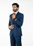 Windowpane Checks-Admiral Blue, Wool Rich, Ivory Premium Classic Suits
