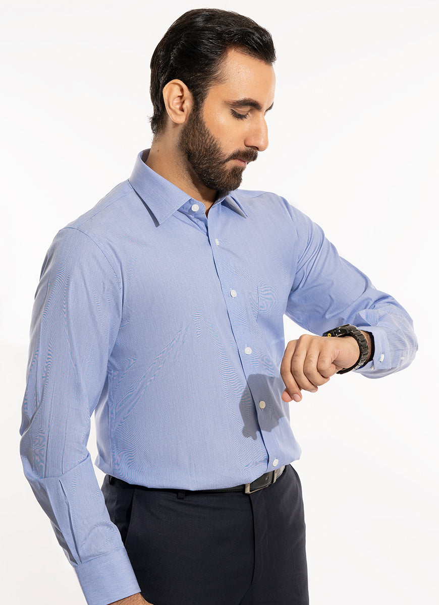 Self Stripes Textured-Light Blue, 100% Super Fine Cotton Formal Shirts