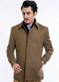 Herringbone-Rust Brown, Regular Fit, Pure Wool Double Collar Jacket