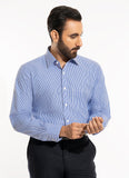 Chalk Stripes-Mid Blue on White Base, 100% Super Fine Cotton Formal Shirts