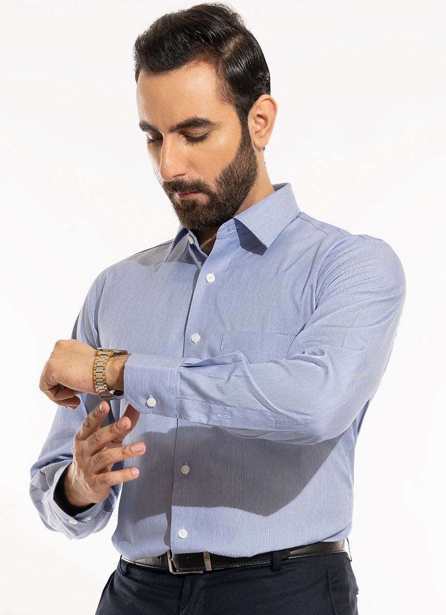 Self Stripes Textured-Blue, 100% Super Fine Cotton Formal Shirts