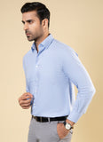 Dobby Textured-Medium Blue, 100% Super Fine 2-Ply Cotton Formal Shirts