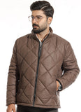 Plain-Brown, 100% Nylon,  Puffer Zipper Jacket