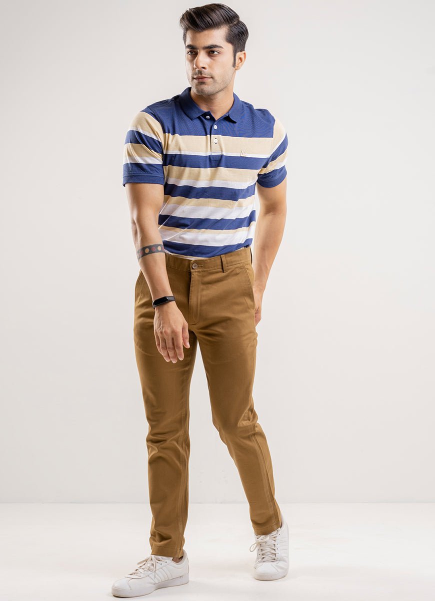 Plain-Twill Camel, 100% Cotton Lycra, Chino Stretch, Casual Trouser