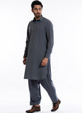 End on End Textured-Iron Grey, Regular Fit, Kashghar - Poly Viscose Shalwar Kameez