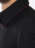 Self Stripes-Black, Regular Fit, Poly Viscose, Double Collar Jacket