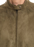 Suede Textured-Olive Green, Regular Fit, Poly Viscose Wool (Suedette), Bomber Jacket