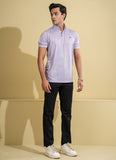 Plain Textured-Purple, Cotton Rich, Polo Shirt