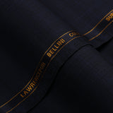 Geometric Checks-Navy Blue, S 100s Pure Wool, Bellini Suiting Fabric