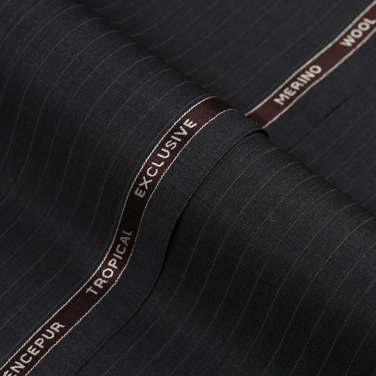Self Textured Stripes-Dark Grey, Wool Blend, Tropical Exclusive Suiting Fabric