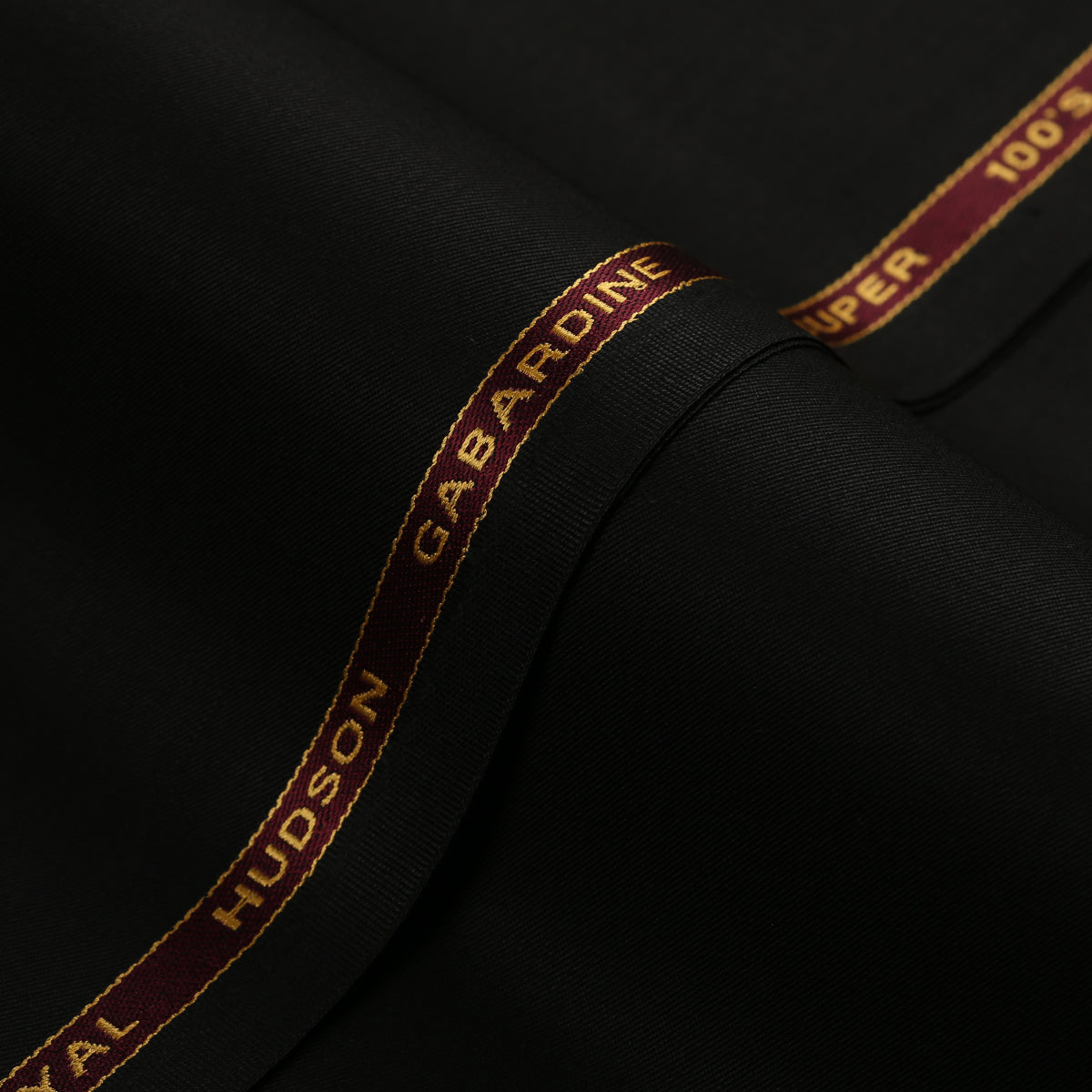 Plain-Black, S 100s Pure Wool, Royal Hudson Gaberdine Suiting Fabric